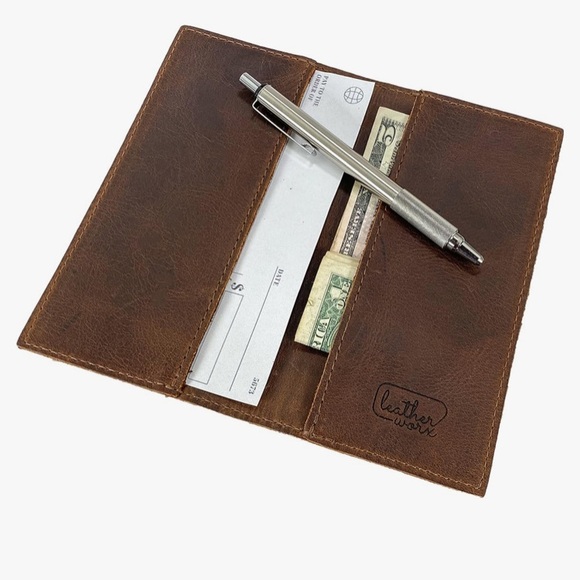 Leather Worx Full Grain Leather Organizer Checkbook Cover - Picture 1 of 6